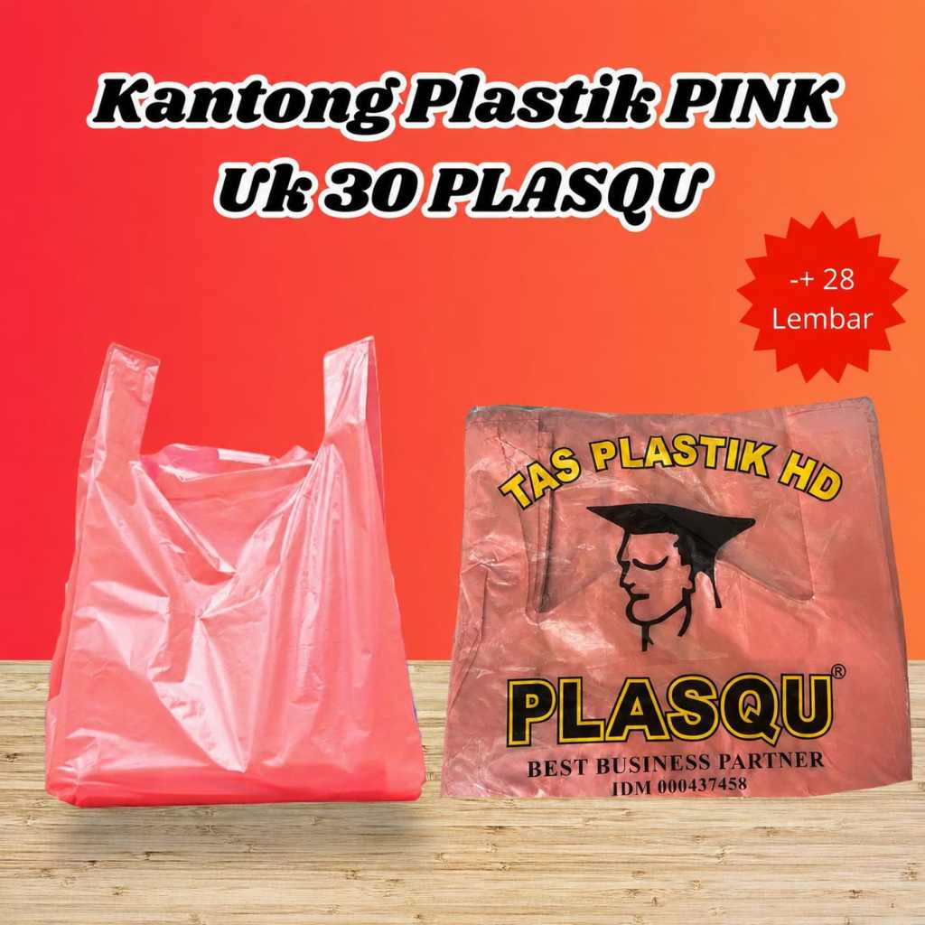 Kantong Plastik Kresek PLASQU plastik kresek pink hd pe tebal ukuran 30 (Berat 300 Gram)