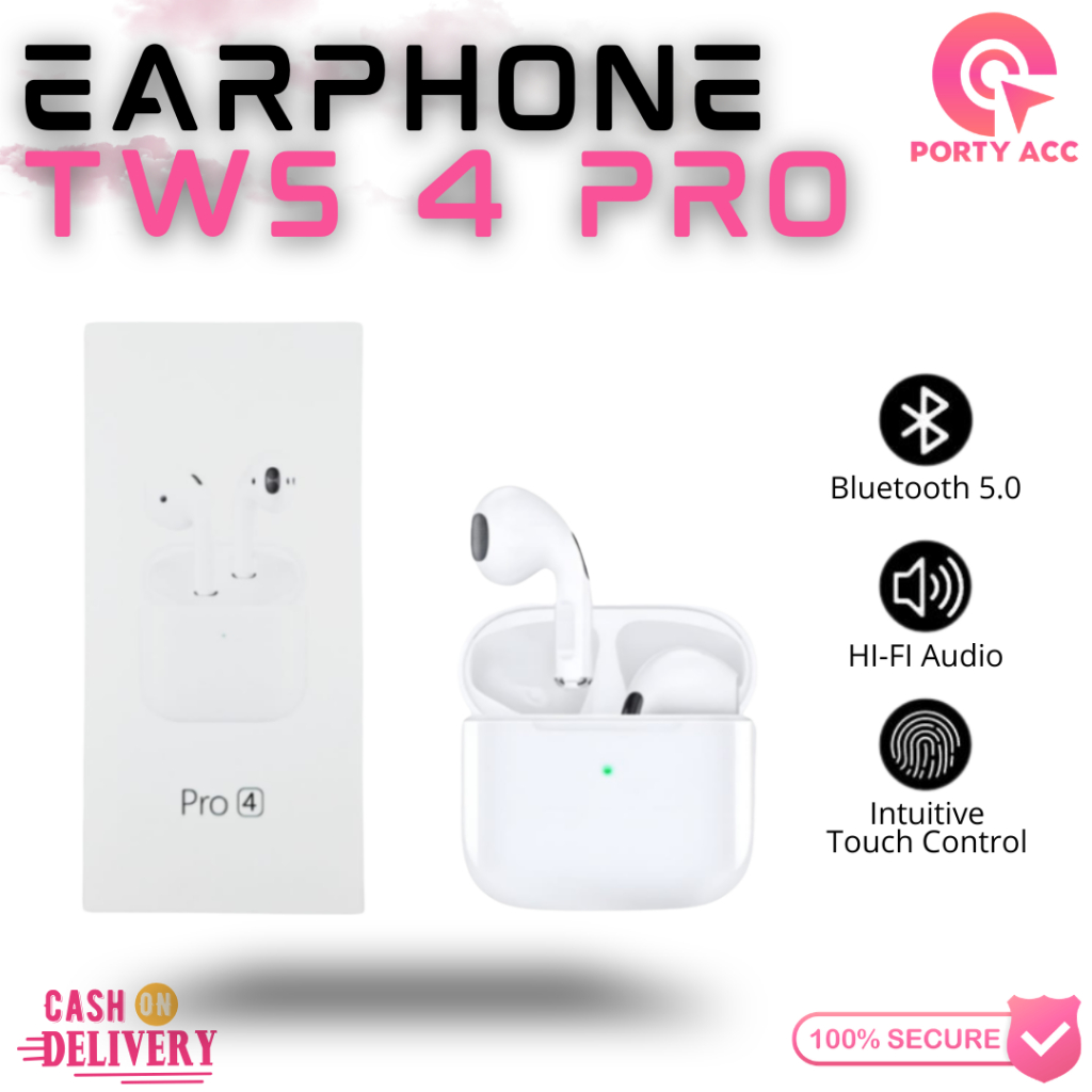 TWS BLUETOOTH PRO 4 TWS GAMING BASS WITH MIC TOUCH WATERPROOF WIRELESS EARPHONE BLUETOOTH ANDROID
