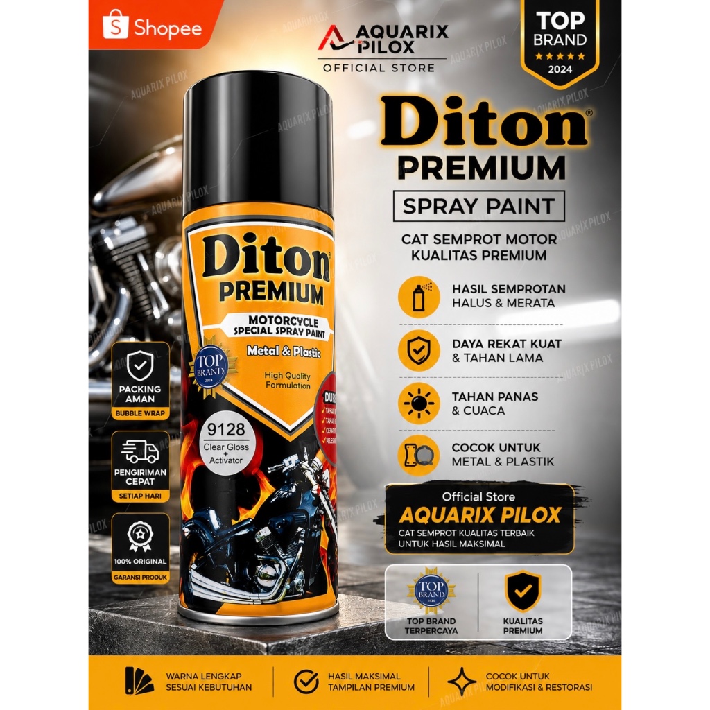 Diton Premium Primer Grey Epoxy & Klir Clear Gloss || Cat Semprot Body Motor Velg Motor&Rangka Motor
