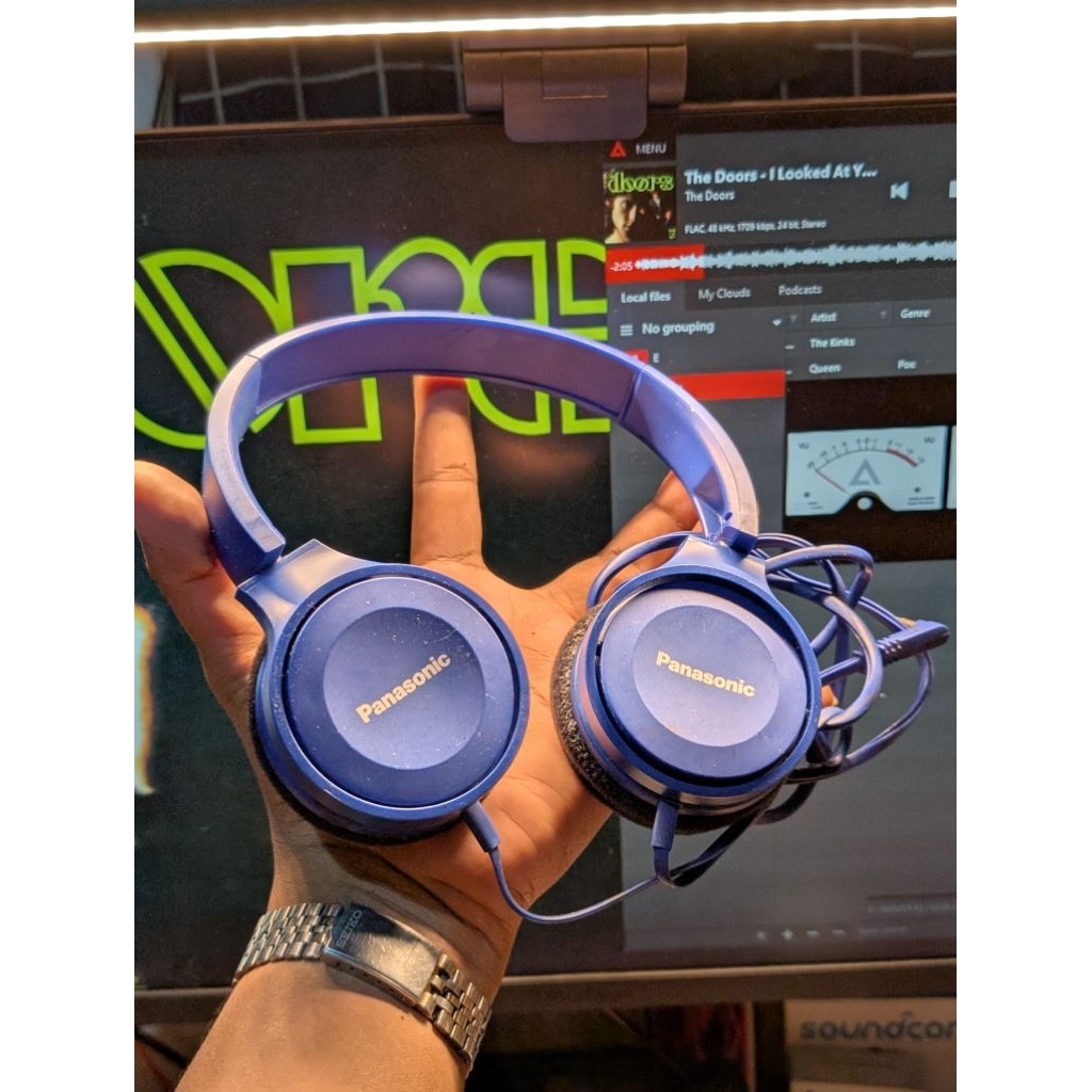 Headphone Headphones Headset From Panasonic RP-HF100 ( Blue Color )