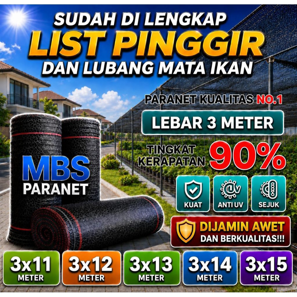 PARANET HDPE 90% ANTI UV LEBAR 3 METER best seller