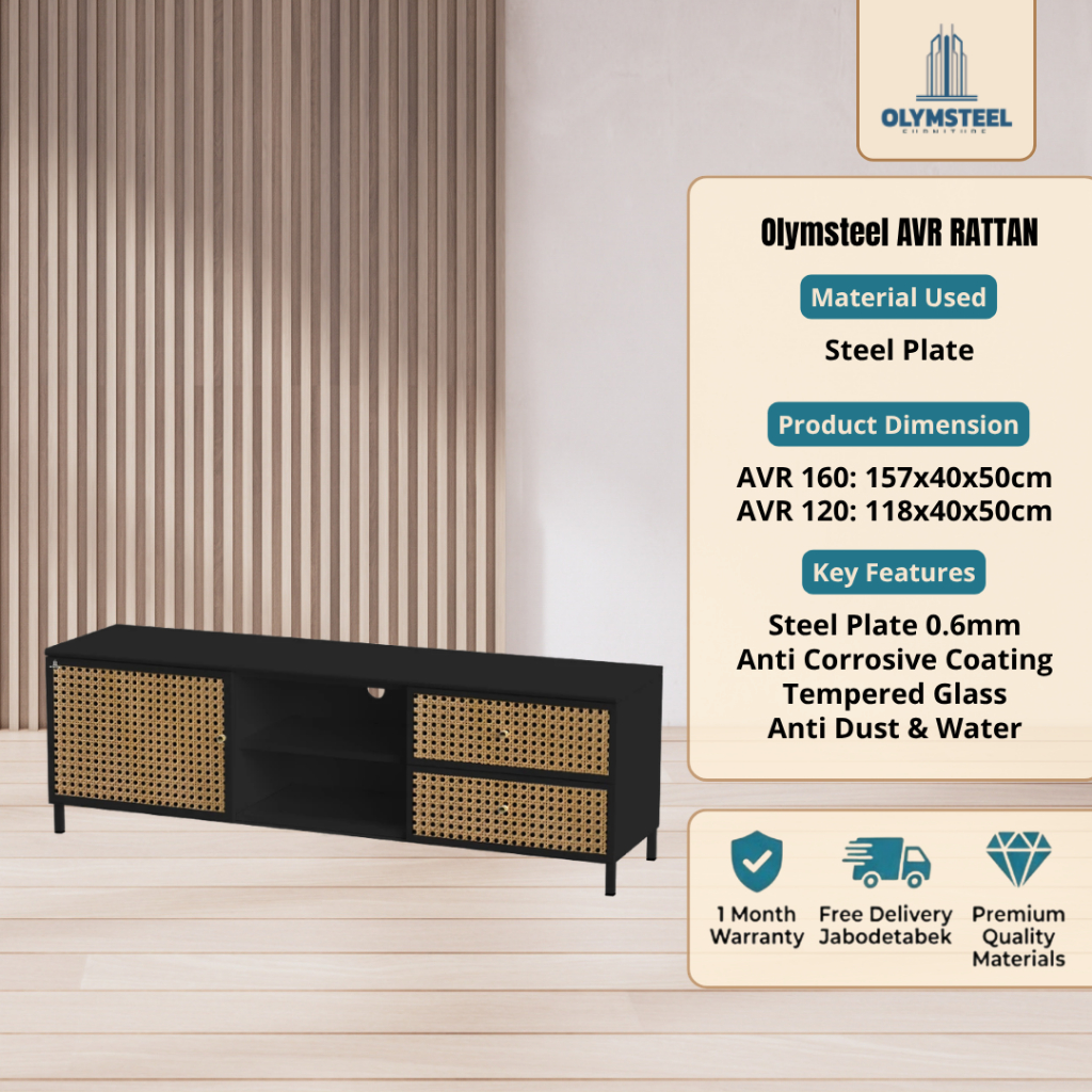 RAK TV MINIMALIS - MEJA TV BESI - RAK TV BESI - LEMARI TV - AVR 2L/AVR STD - OLYMSTEEL