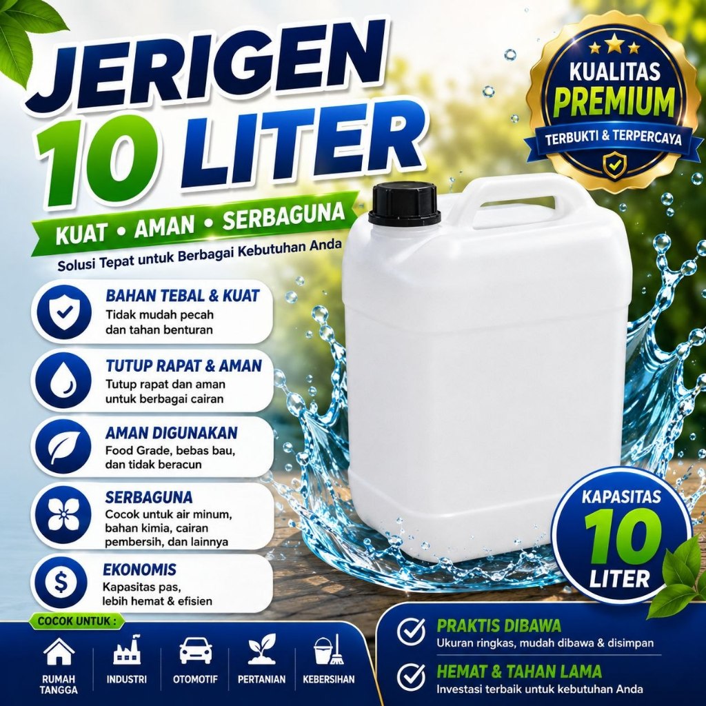 JERIGEN 10 LITER | JELIKEN | KOMPAN PUTIH | KOKANG | DERIGEN | DIRIGEN | JERIKEN BEKAS 90% BAHAN TEB