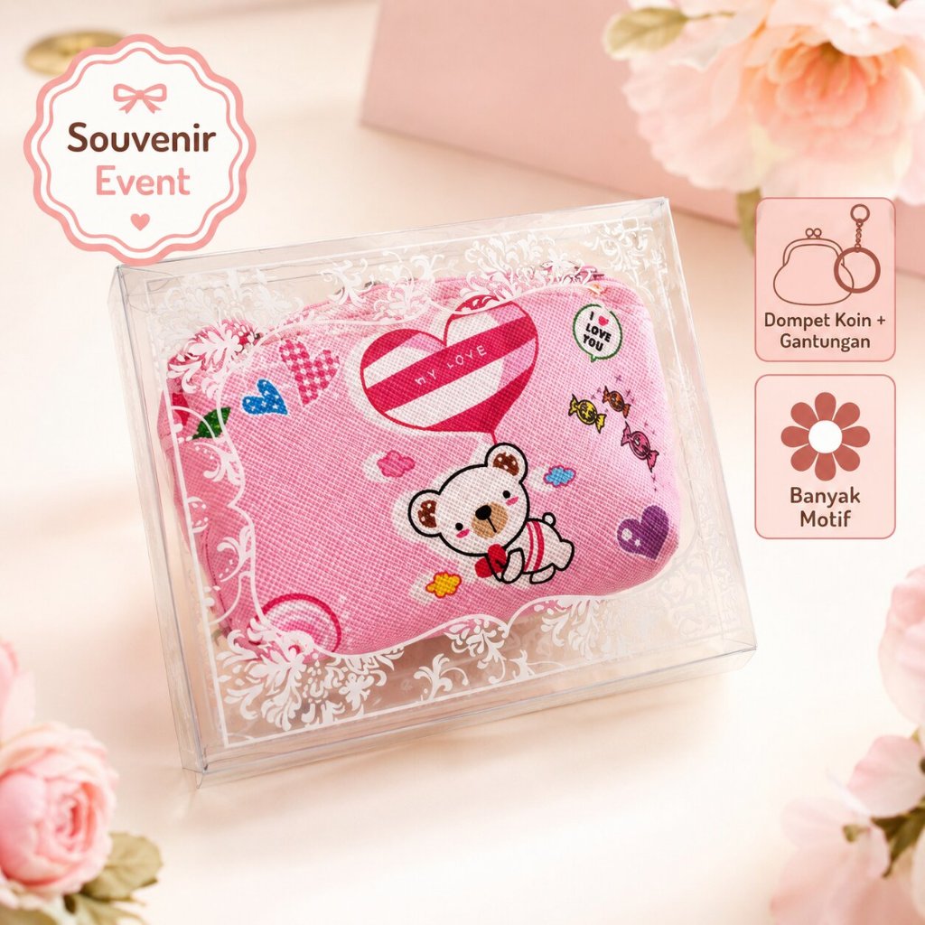 Souvenir Seminar Murah Dompet Koin Gantungan Kunci Free Box Mika | Event Sekolah Ulang Tahun