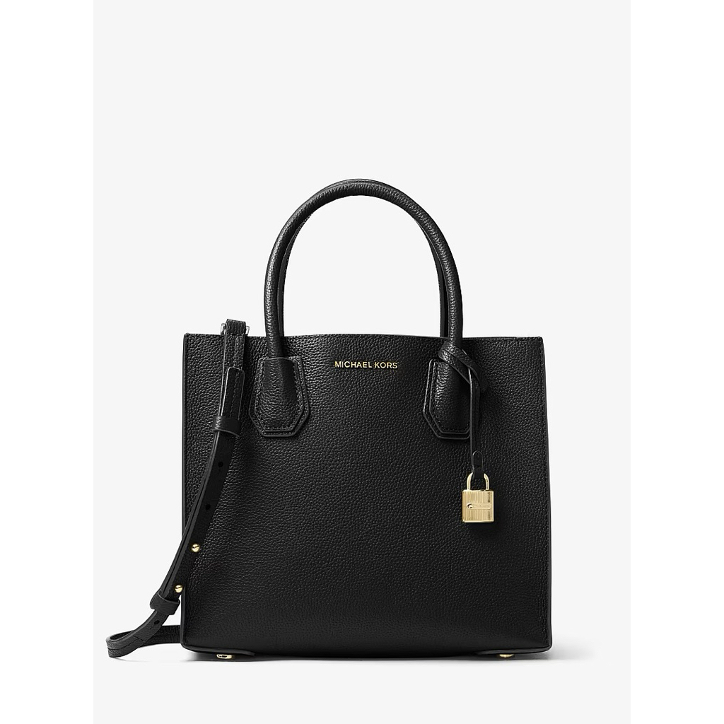 MK Mercer Pebbled tote bag black gold tas
