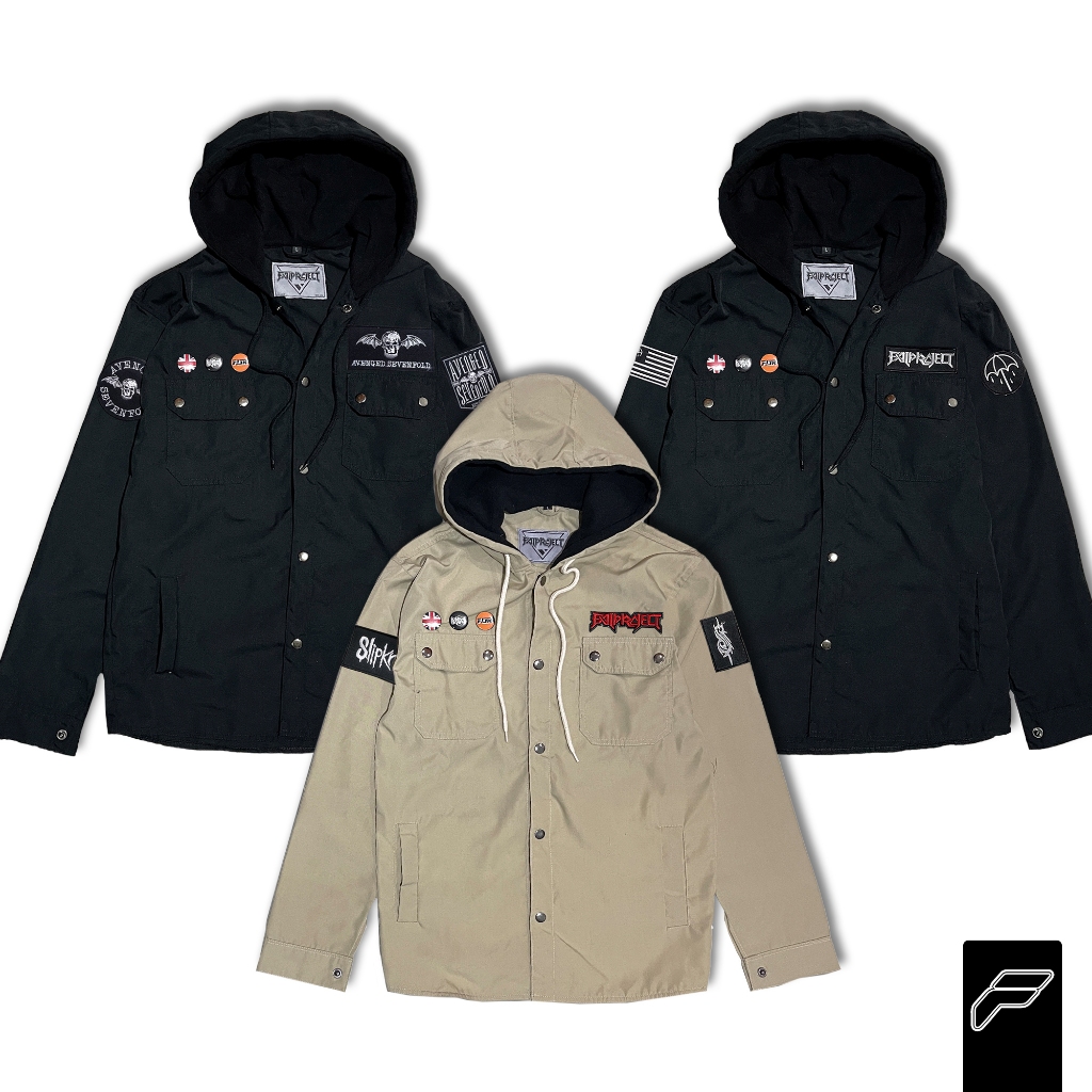 Semi Parka Hoodie Dengan Patch Bordir BAND favorit kalian ada disini field jaket hoodie pria