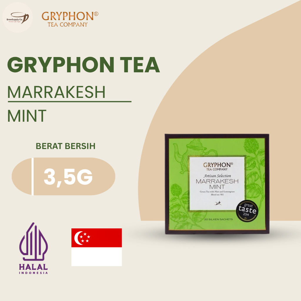 Teh Gryphon Tea - Marrakesh Mint Sachet 3,5g Teh Hijau Mint Premium