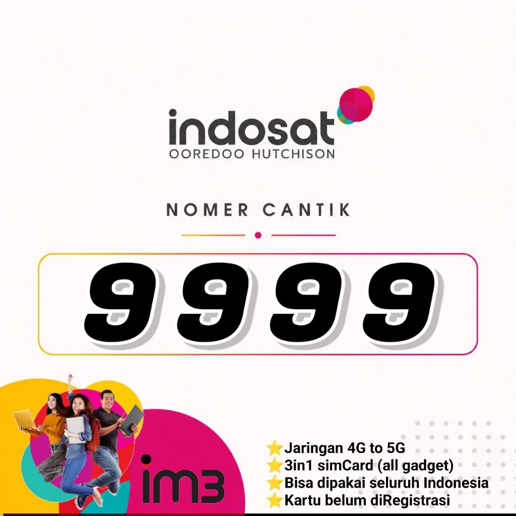 Perdana Indosat 9999 Nomor Cantik im3 9999 kwartet 4G
