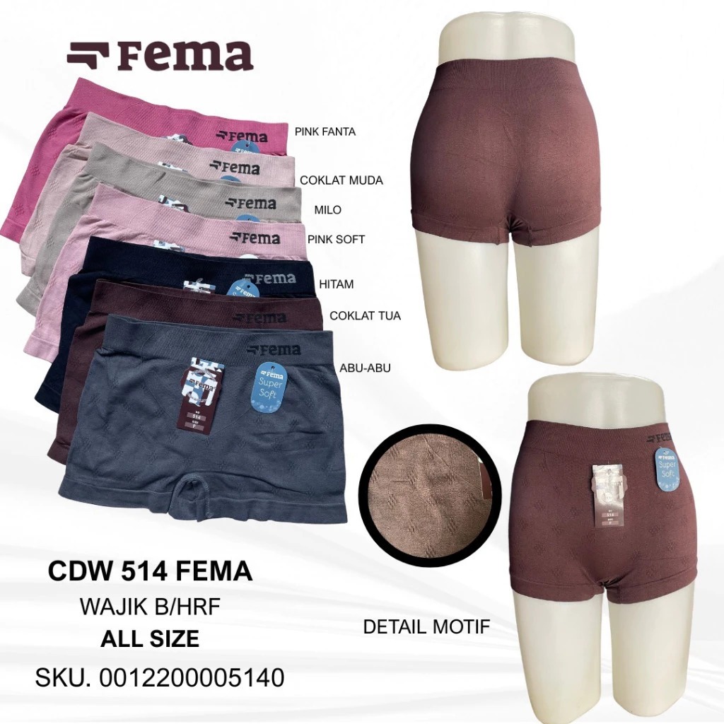 3, 6, 12Pcs Fema 812 CD Celana Dalam Boxer Semi Korset Rajut Wanita Pendek Cewek Dewasa Nyaman