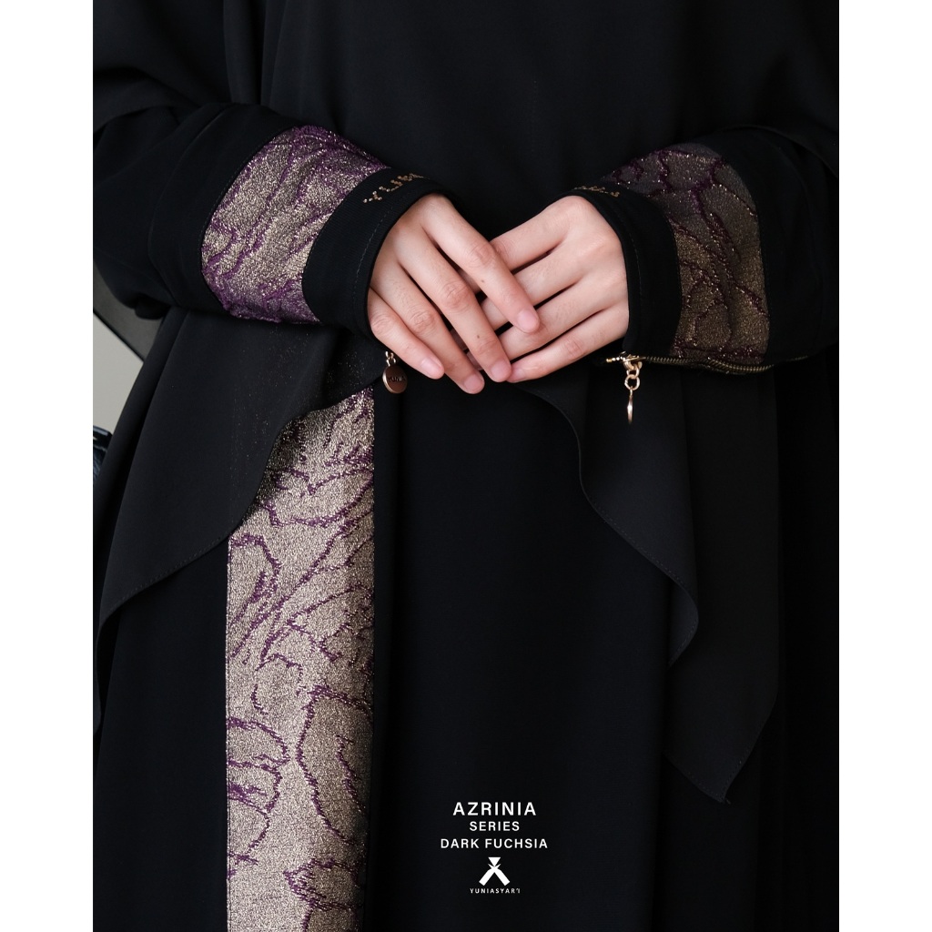 AZRINIA SERIES DARK FUSCHIA BY YUNIA SYARI | FRENCH SQUARE | SET BAJU MUSLIM | ABAYA SET | ABAYA UMR