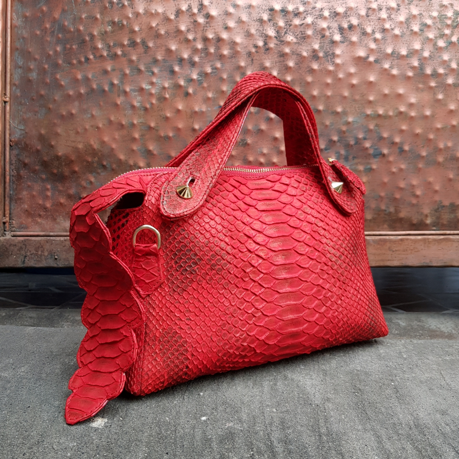 Tas Kulit Ular Asli Pinka Size 26cm Handmade Asli Bali