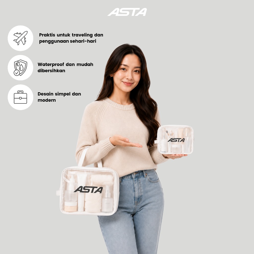 ASTA- WASHBAG WATERPROOF, TAS KOSMETIK, TAS MANDI TRANSPARAN