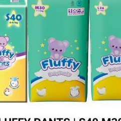 Serakarim6 - Fluffy Pants S40 M30 L26 XL26 Popok Bayi Tipe Celana S40 Anti Ruam Anti Bocor Selembut 