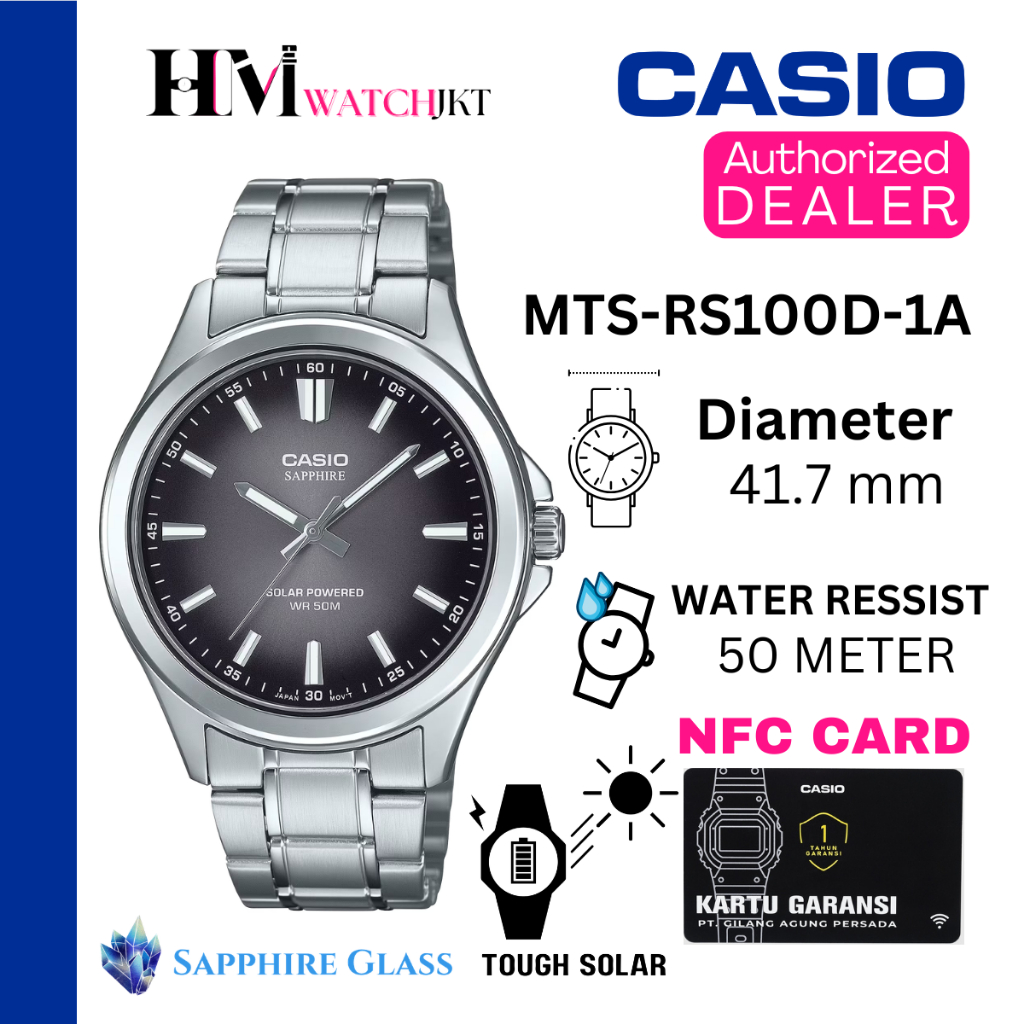 CASIO MTS-RS100D-1AVDF Jam Tangan Pria Original Analog Antiair Sapphire MTS-RS100D-1AV MTS-RS100D
