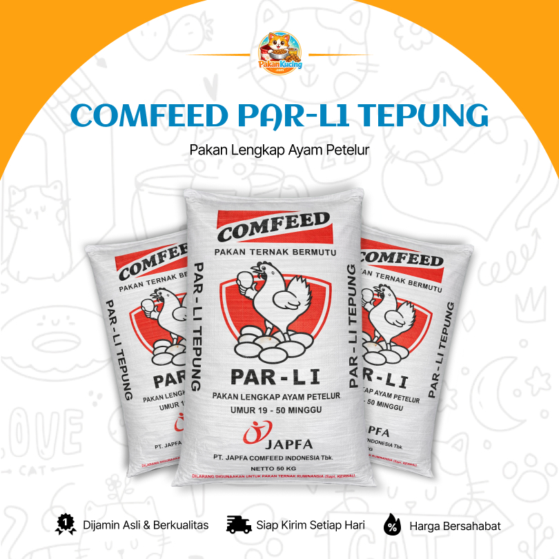 Comfeed PAR-L1 TEPUNG - Pakan Lengkap Ayam Petelur Umur 19–50 Minggu | 20KG - 50KG | PakanKucingCom