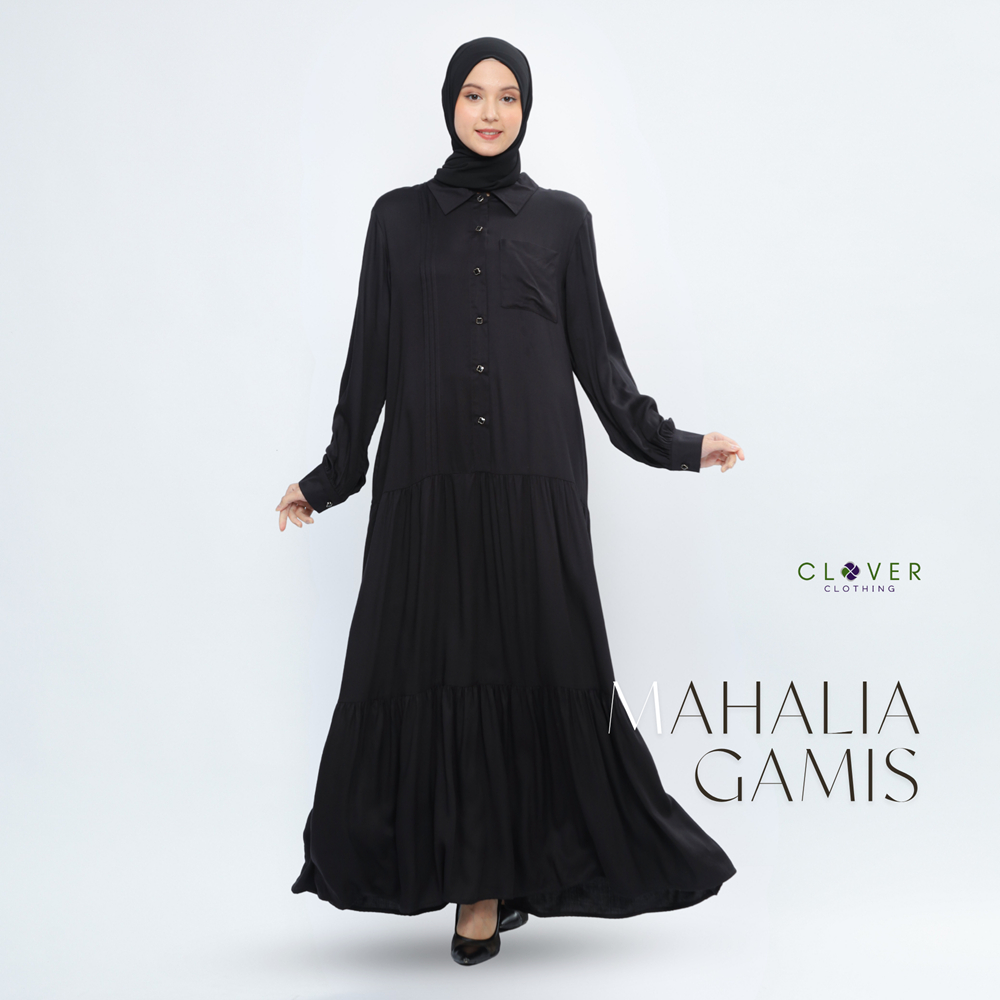 Gamis Wanita Casual Polos Mahalia Clover Clothing Katun Rayon Premium Elegan Mewah Adem Busui