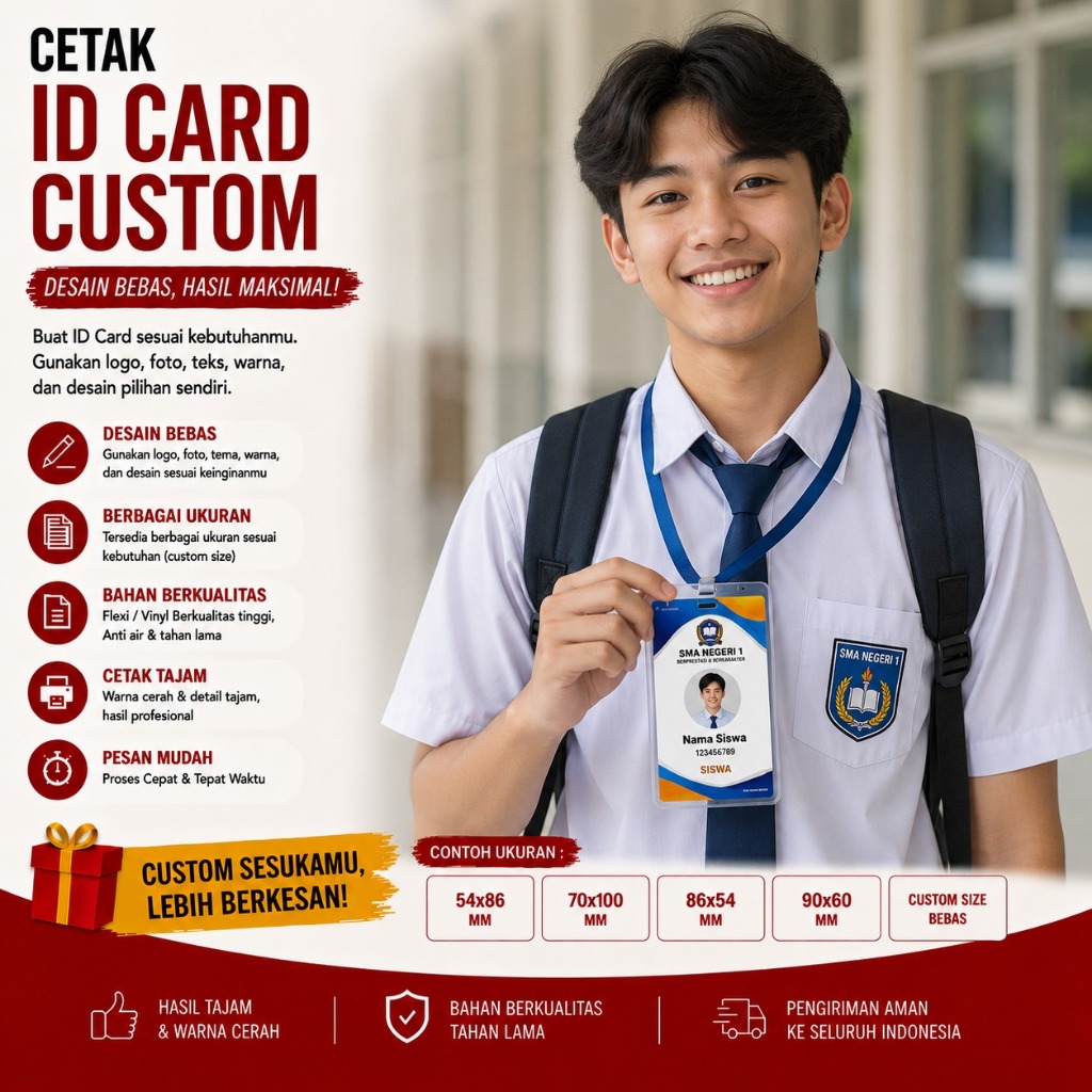 ID Card PANITIA 17 AGUSTUS Set Mika Plastik  + Tali Nylon Ukuran B2 & B3