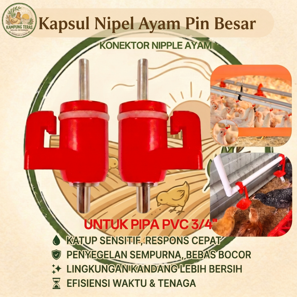 SPH- Kapsul Nipel Ayam Pin Besar 4.0mm| Peminum Puting Bola Baja Klip Ayam Tipe Katup Bola Kepala Me