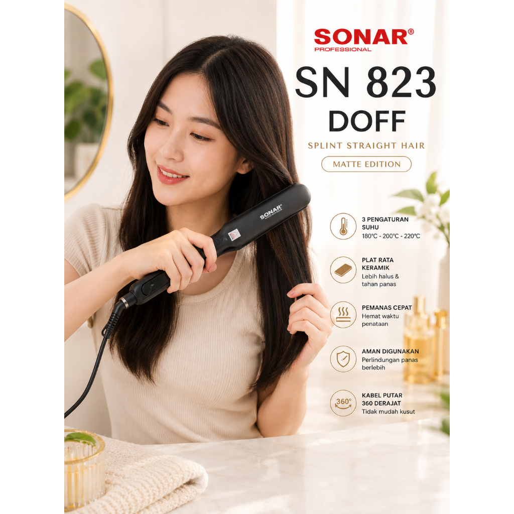 Catokan Rambut Sonar GLOSSY SN 823 / Catok 823 DOFF Sonar Meluruskan Rambut