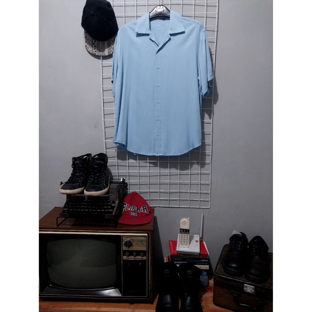 kemeja rayon hawai pantai open collar bekas second preloved