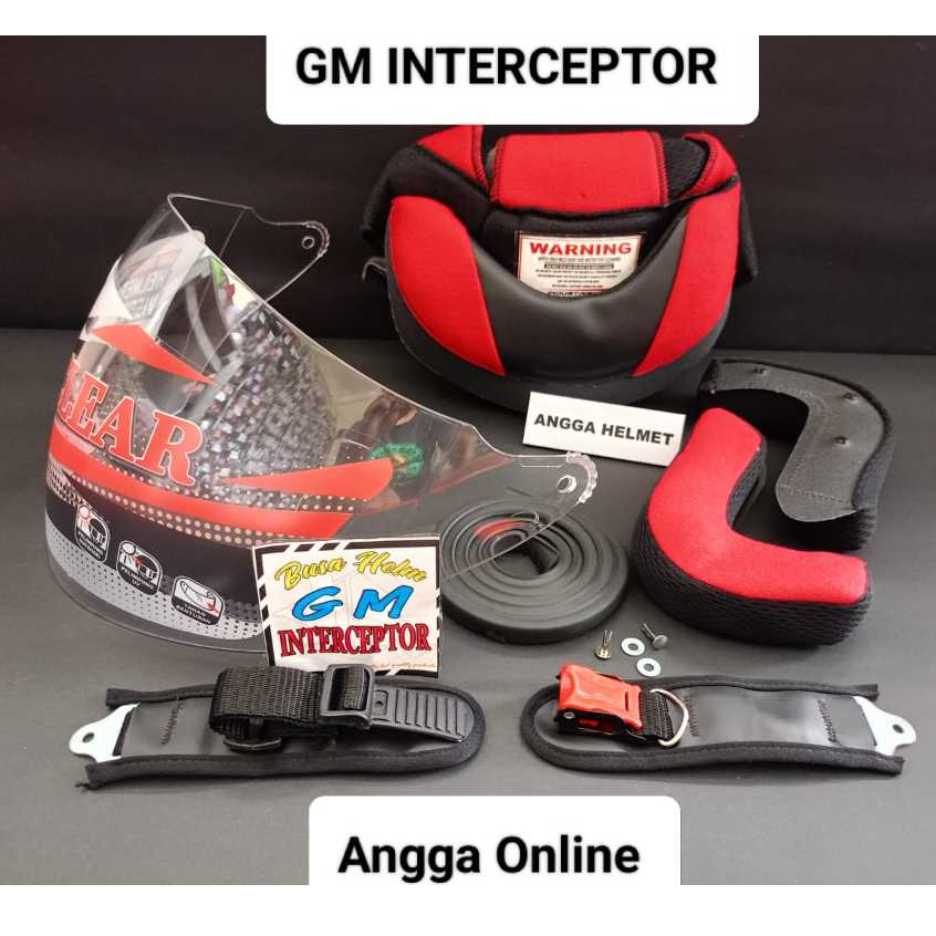PAKET SPAREPART HELM GM Interceptor, Busa Helm GM Interceptor + Kaca Helm GM Interceptor + Lis Karet
