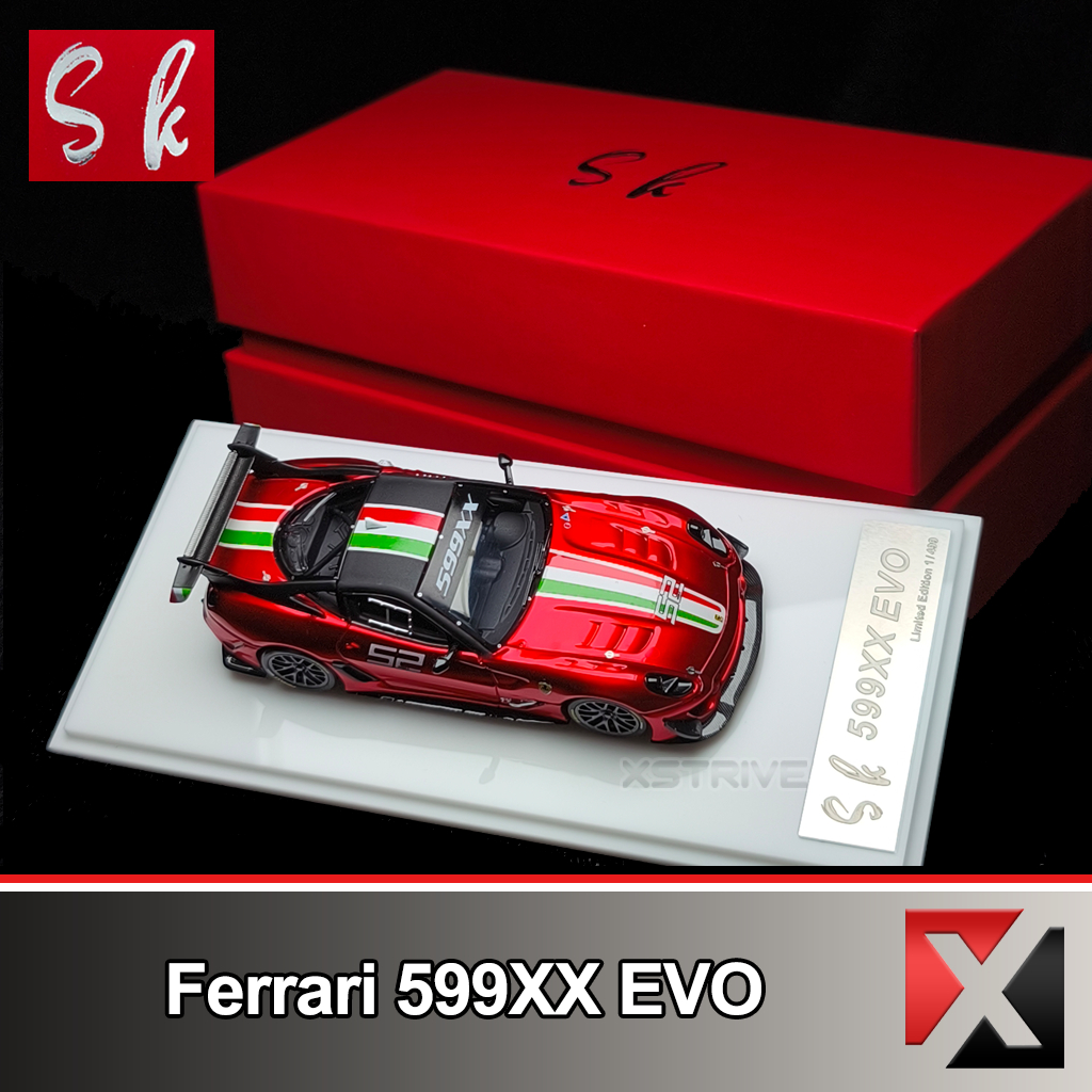 SK Model 1:64 Ferrari 599XX EVO #52 Metallic Red Rolling Wheel with Decals
