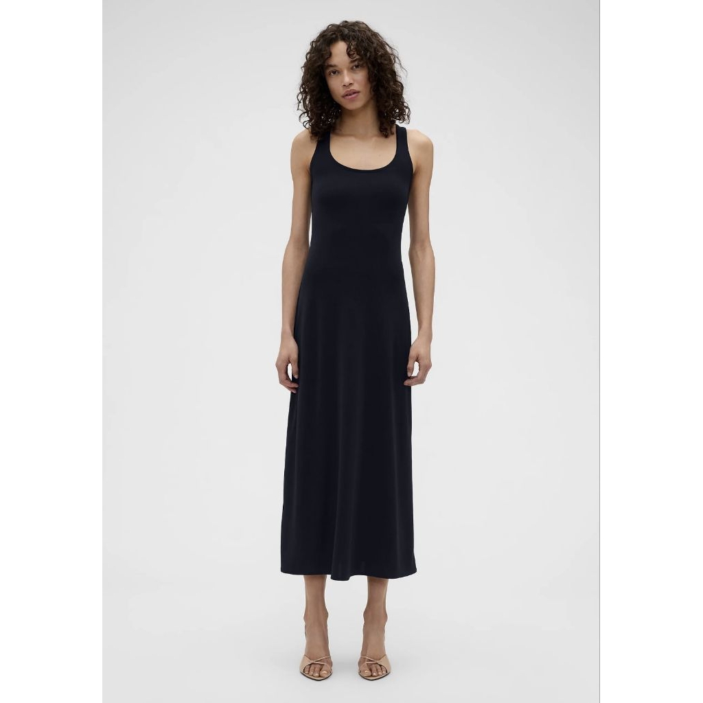 UNIQLO LONG DRESS WITH CAMISOLE BRA IN BLACK