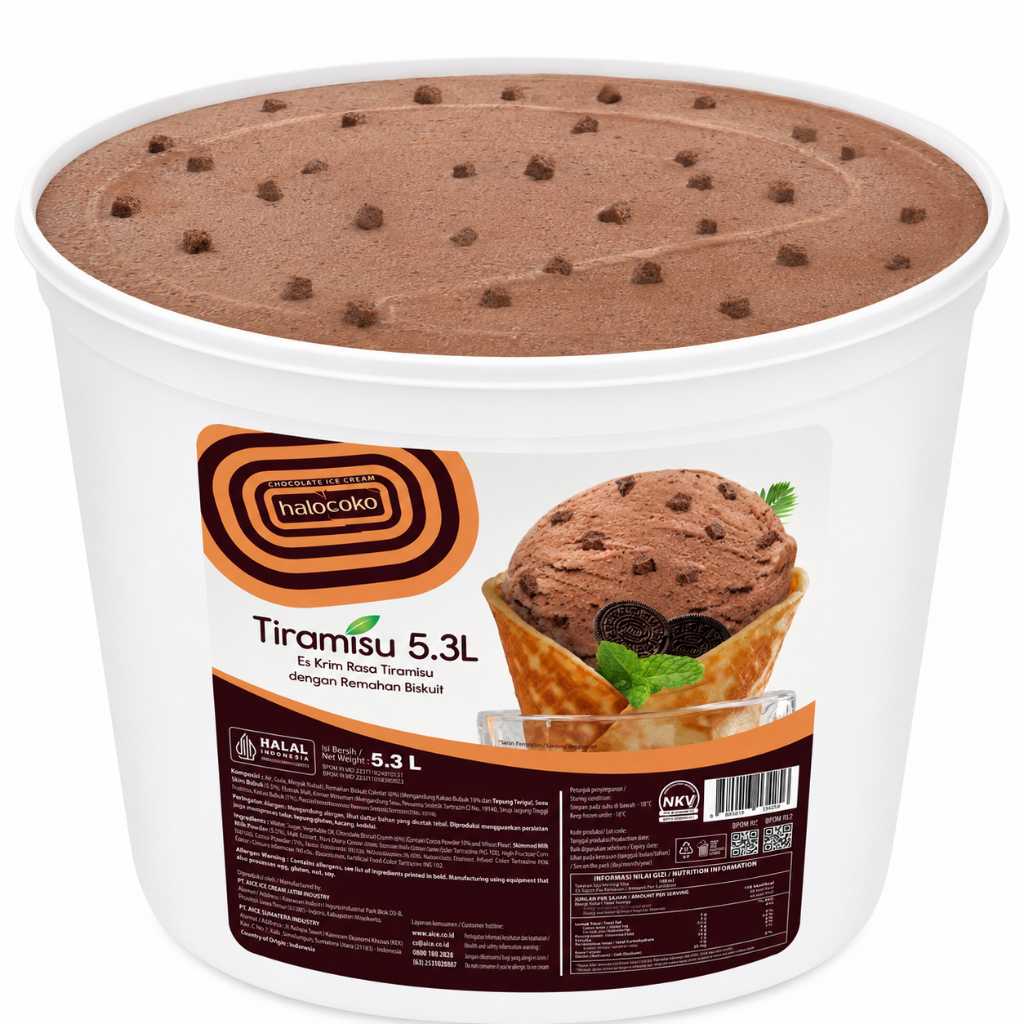 Produk Premium Aice Halocoko 5l Tiramisu Ice cream bucket ukuran ekonomis 5 liter dengan taburan rem