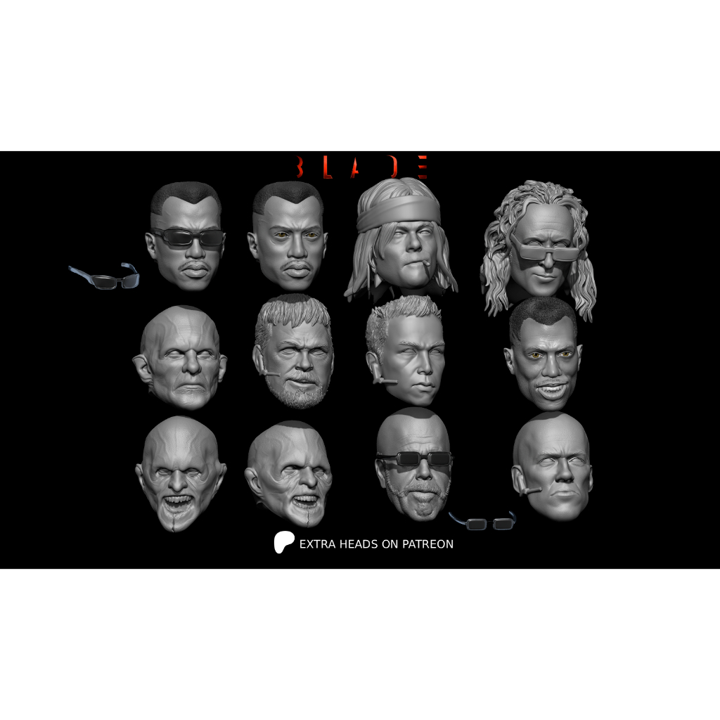 Headsculpt Head HS Blade the Vampire Hunter kitbash Action Figure shf figma Marvel Legends Damtoys M