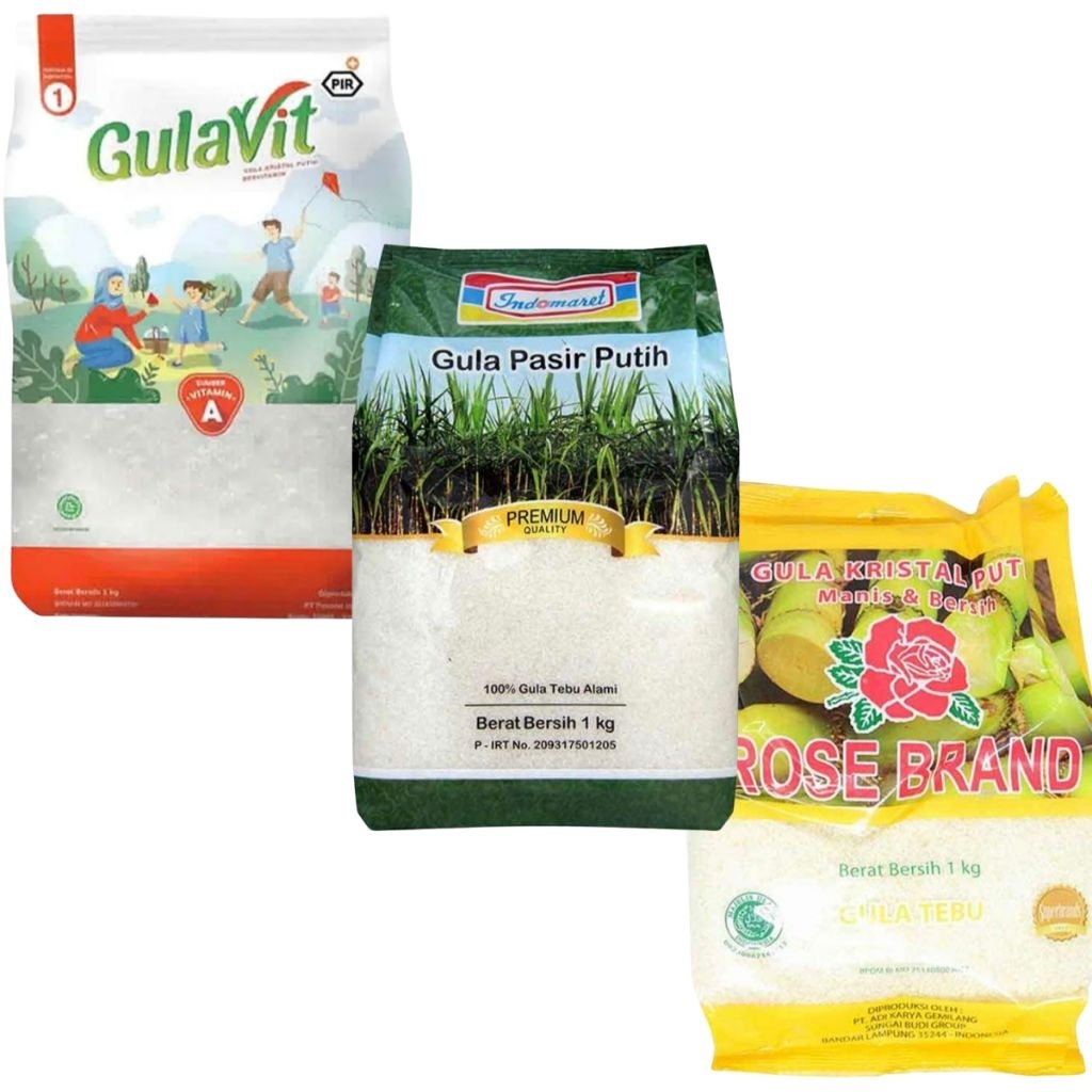 Gula Pasir Putih Kemasan 1 kg | Gula Pasir | Gulavit 1 kg | Gula Rose Brand 1 kg | Gula Premium Indo