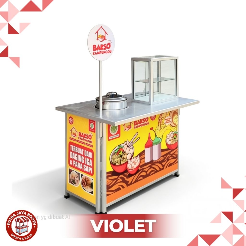 Booth Portable + Etalase Kotak + Bergambar + Dandang