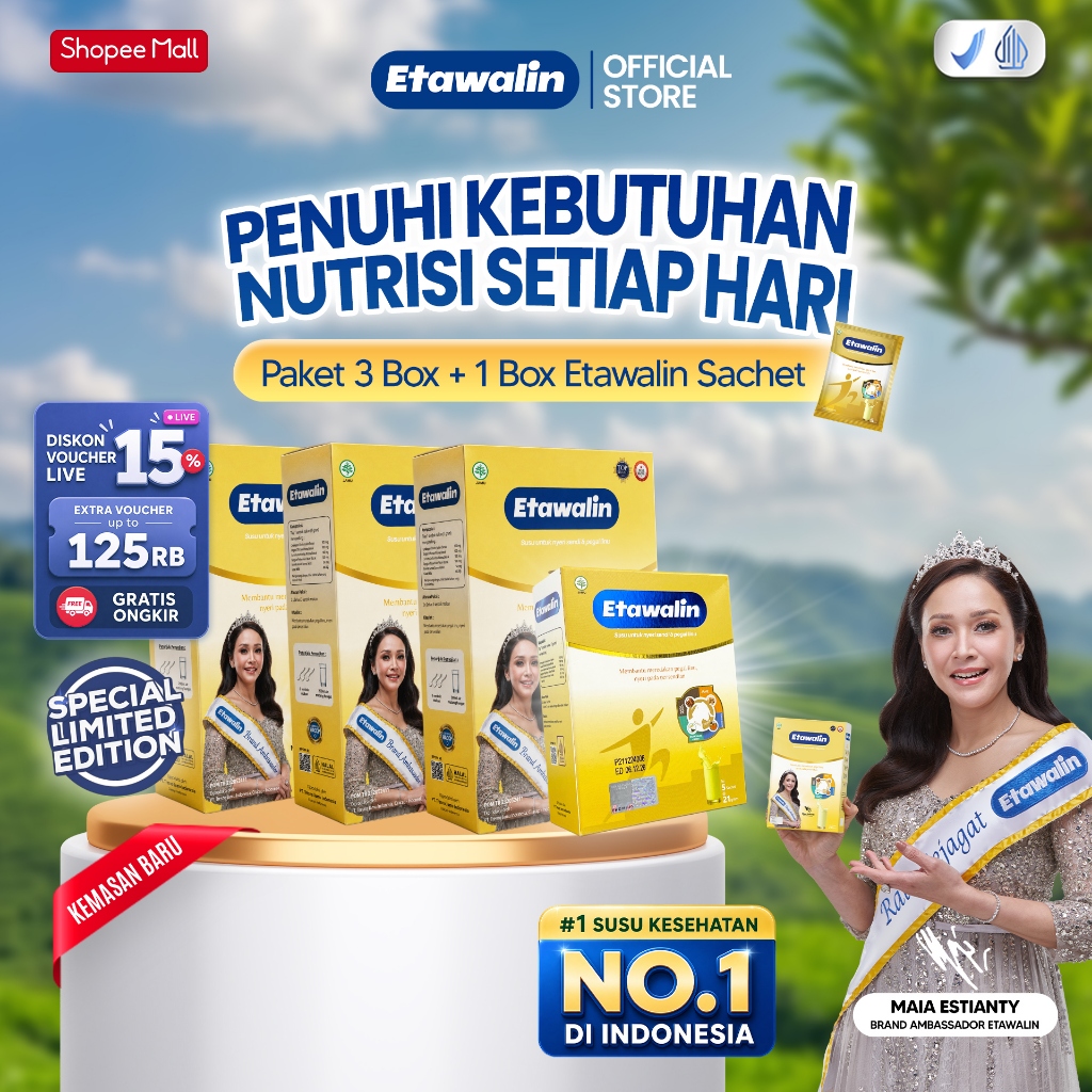 Baru Susu Etawalin Kemasan Maia Estianty Isi 3 Box + 1 Box Sachet – Atasi Syaraf Kejepit & Nyeri Sen