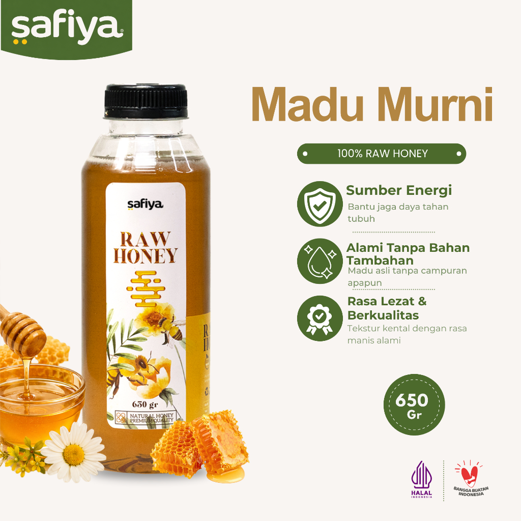Safiya Madu Murni 650 Gram Multiflora Raw Honey Asli Premium