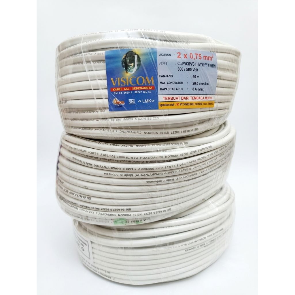 Kabel Listrik Fleksibel VISICOM 2 x 0.75 mm² (harga permeter)