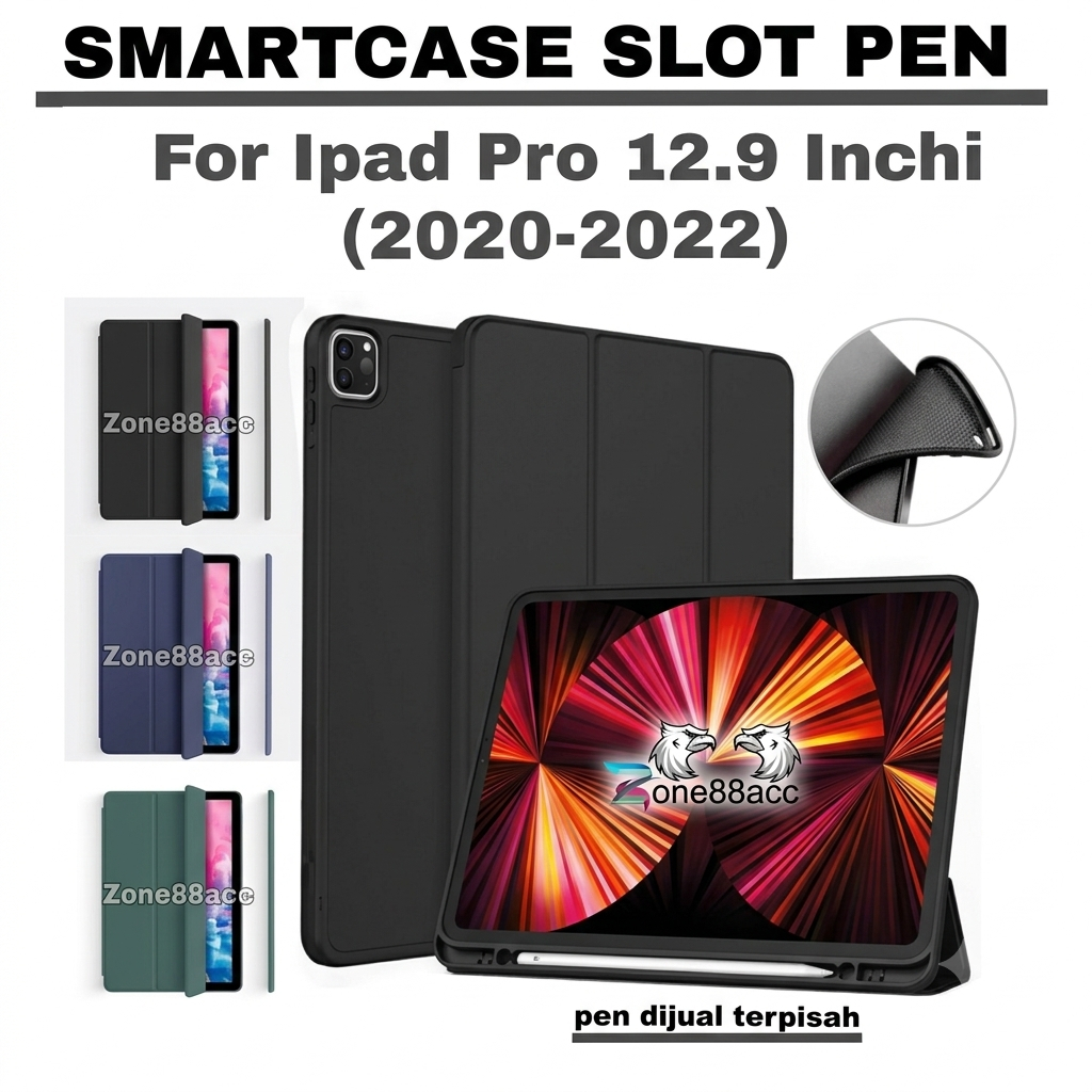 Smartcase Slot Pen iPad Pro 12.9 Inch 2020-2021-2022  case ipad pro 12.9 inch  casing ipad pro 12.9 