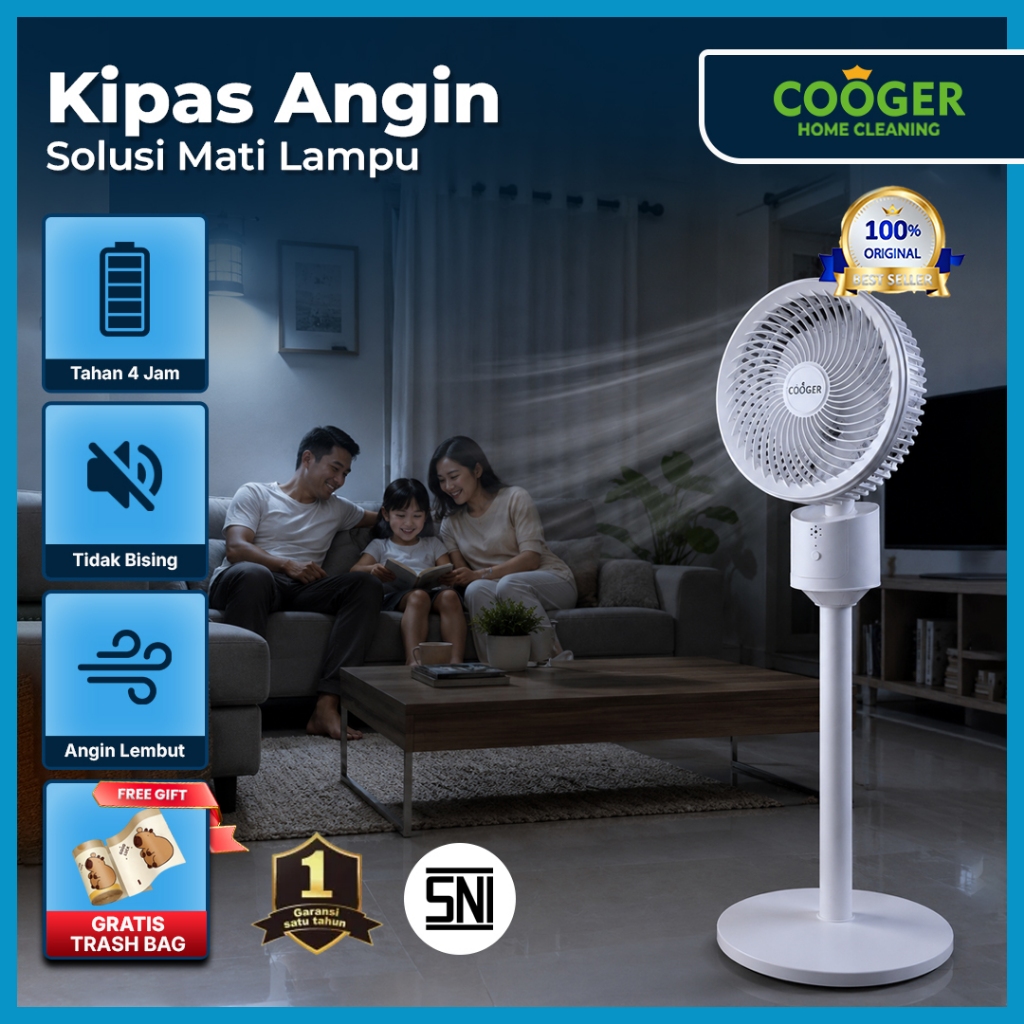 COOGER 3IN1 Kipas Angin Nirkabel Wireless USB Rechargeable Standing Portable Angin Sejuk Low Watt un