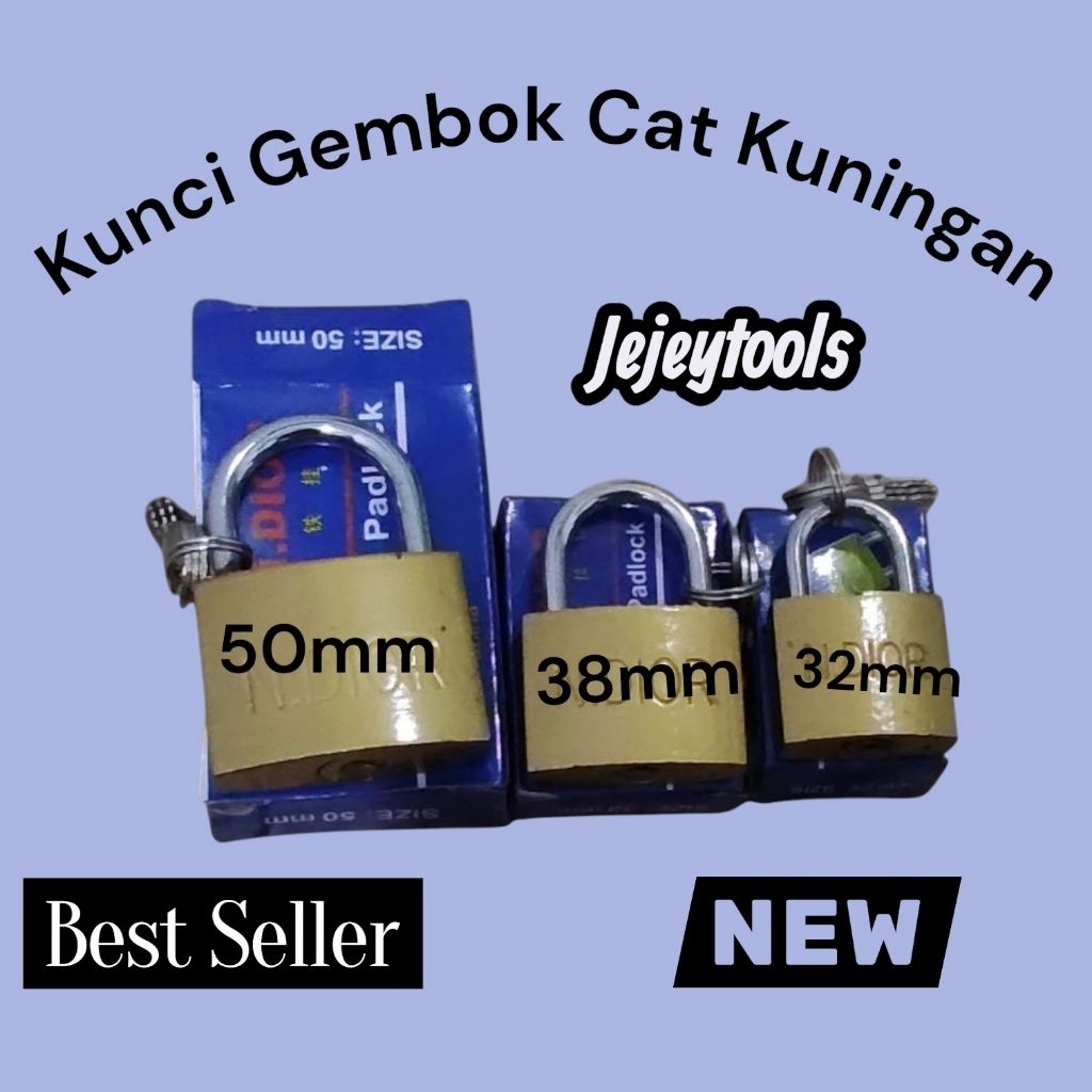 GEMBOK KUNCI/GEMBOK KOPER/GEMBOK KECIL/3ANAK KUNCI/GEMBOK KUNING/GEMBOK PINTU