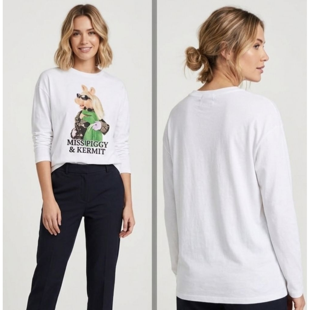 BERSHKA KAOS DISNEY THE MUPPETS PUTIH BARU ASLI ORIGINAL