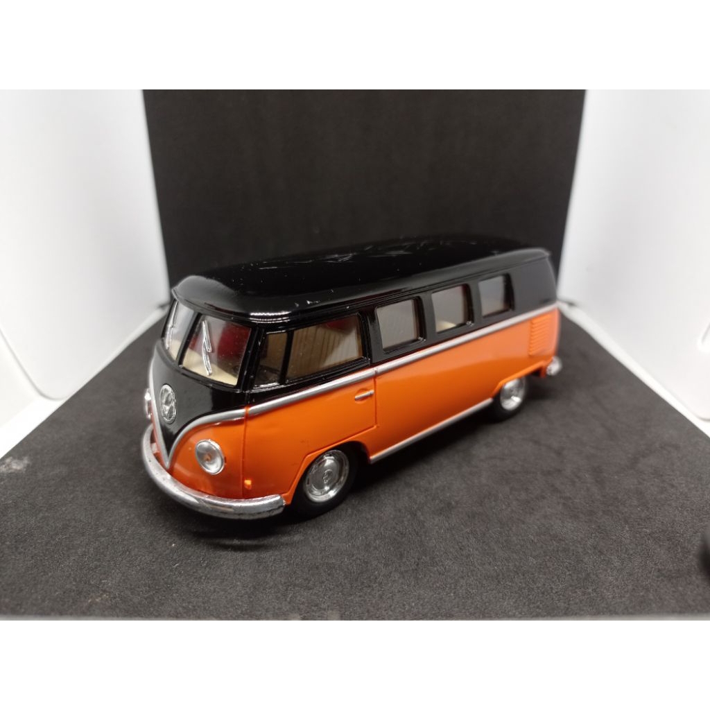 Diecast Kinsmart 1/32 Volkswagen Classical Bus Black Orange - Loose