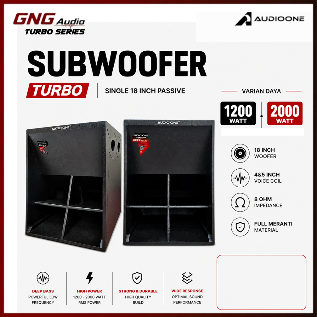 Subwoofer 18 Inch Pasif Turbo 118 AUDIO ONE Speaker Sound System Lapangan Original – GNG AUDIO