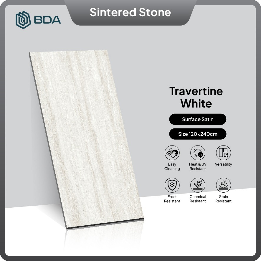 BDA Granite Tile 120x240 Keramik Granit Lantai Dinding Dekorasi Sintered Stone Travertine White