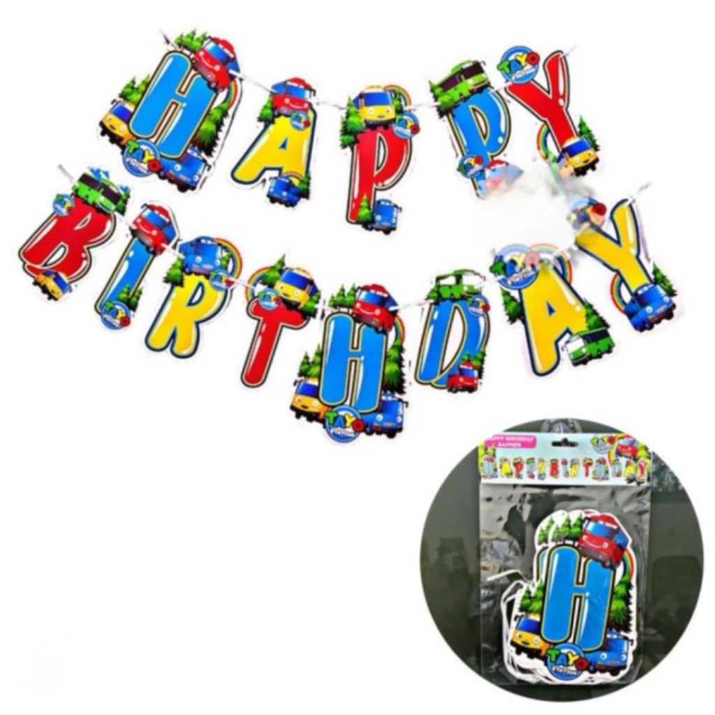 Banner happy birthday tayo little bus banner tayo bus ulang tahun banner happy birthday bis tayo ban