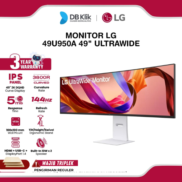 LG 49U950A LED Monitor 49" UltraWide IPS 2K DQHD Curved 3800R 144Hz 5ms AMD FreeSync + NVIDIA G-Sync