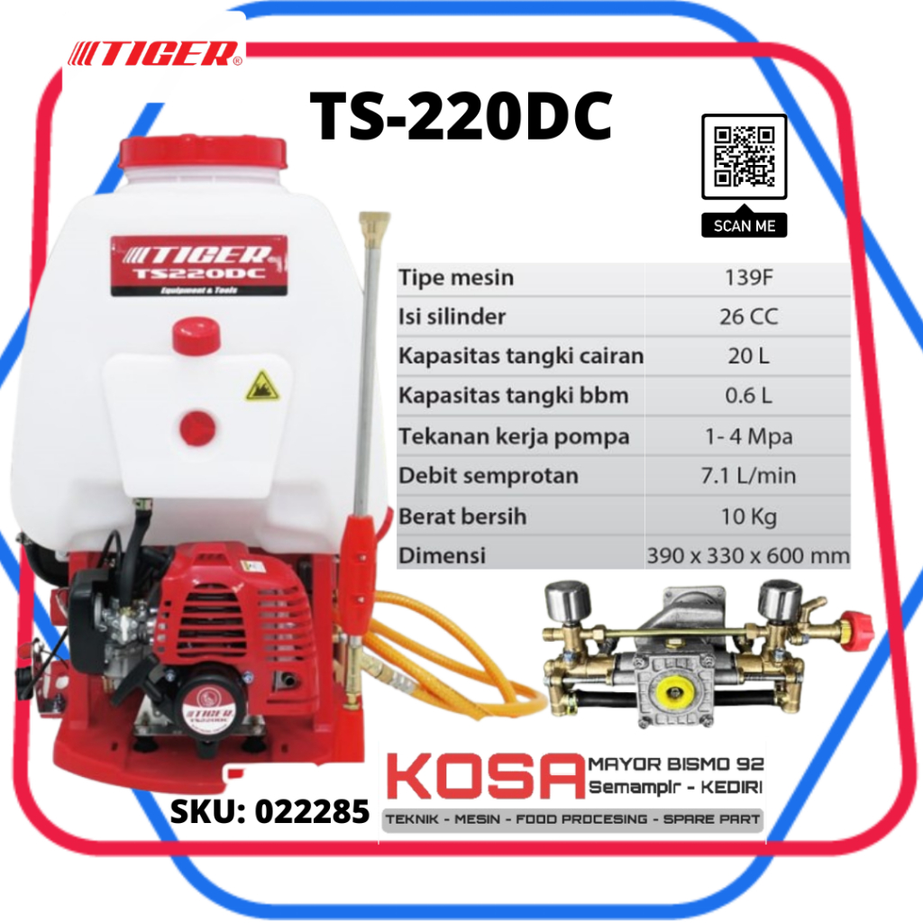 MESIN POMPA KNAPSACK SEMPROT HAMA DOUBLE CHAMBER /RACUN TIGER TS220DC 2TAK 20LITER DOUBLE CHAMBER