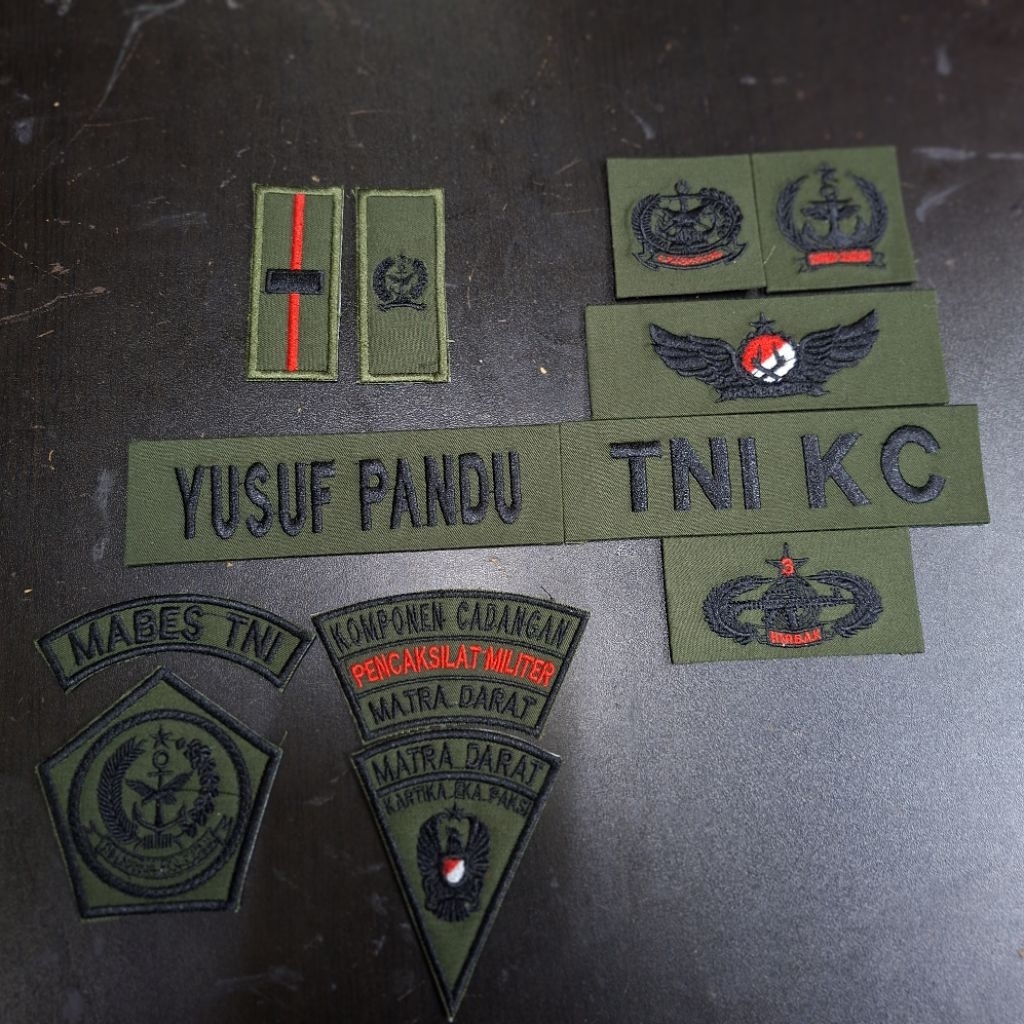 bordir beripet nama tni kc satu set bordir pdl tni kc satu set