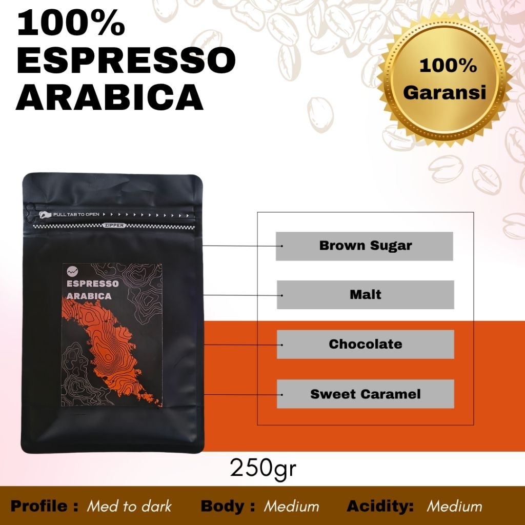 Biji Kopi Arabika 250gr 100% Premium Espresso Base Good Roastery Kopi Arabica