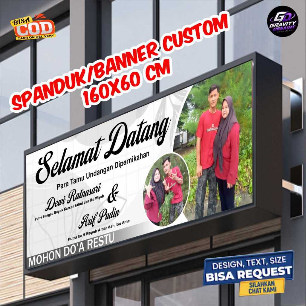 Banner Spanduk Wedding Custom 160x60 Cm