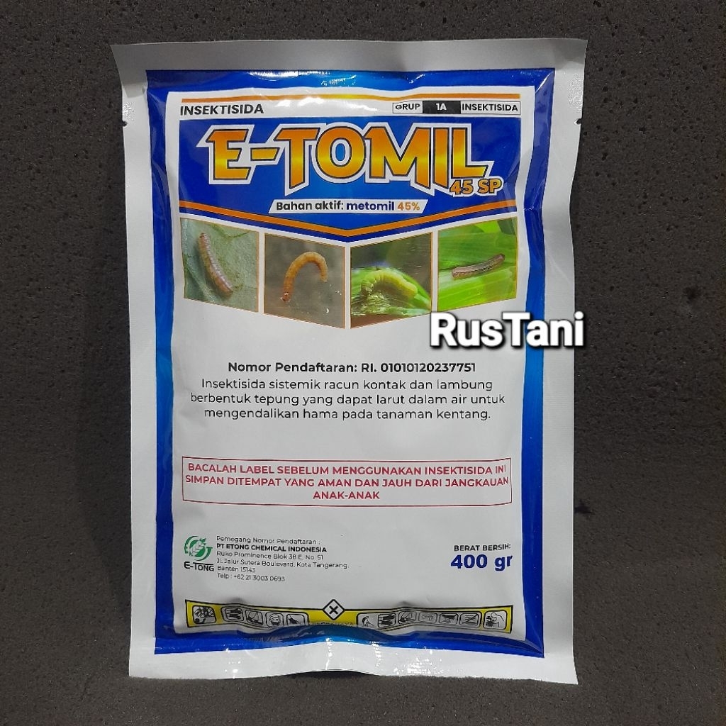 insektisida E TOMIL 45SP 400Gr Bahan aktif : metomil 45%