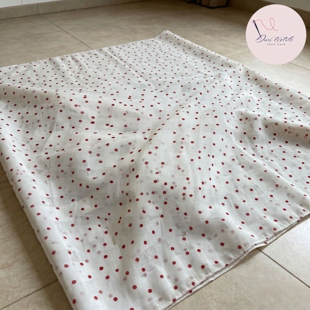 kain sifon sutra motif polkadot premium - kain sifon salju - kain sifon dobby - kain sifon Ceruti - 