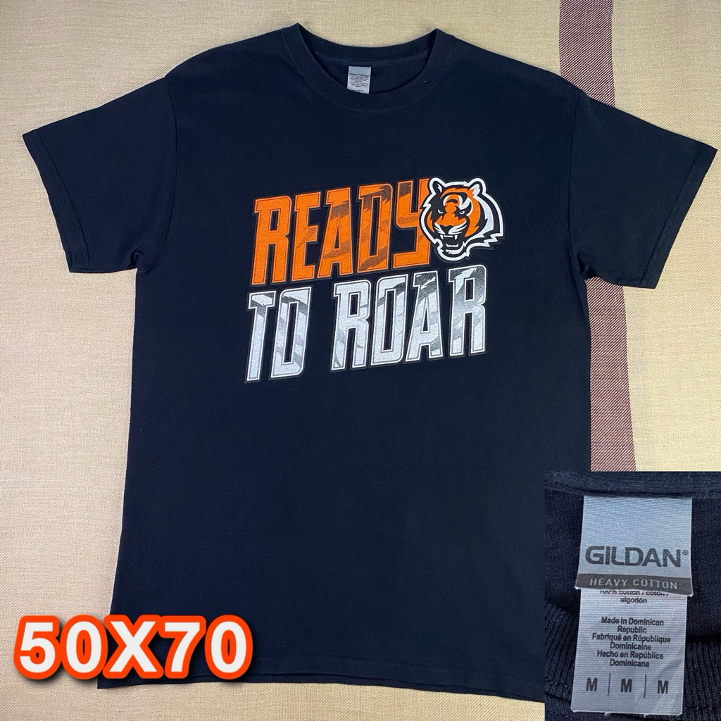 Kaos Cincinnati Bengals "Ready To Roar" Black Original Gildan Heavy Cotton Second